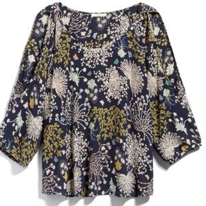 Le Lis Cold Shoulder Navy Boho Floral Blouse Size 2X EUC